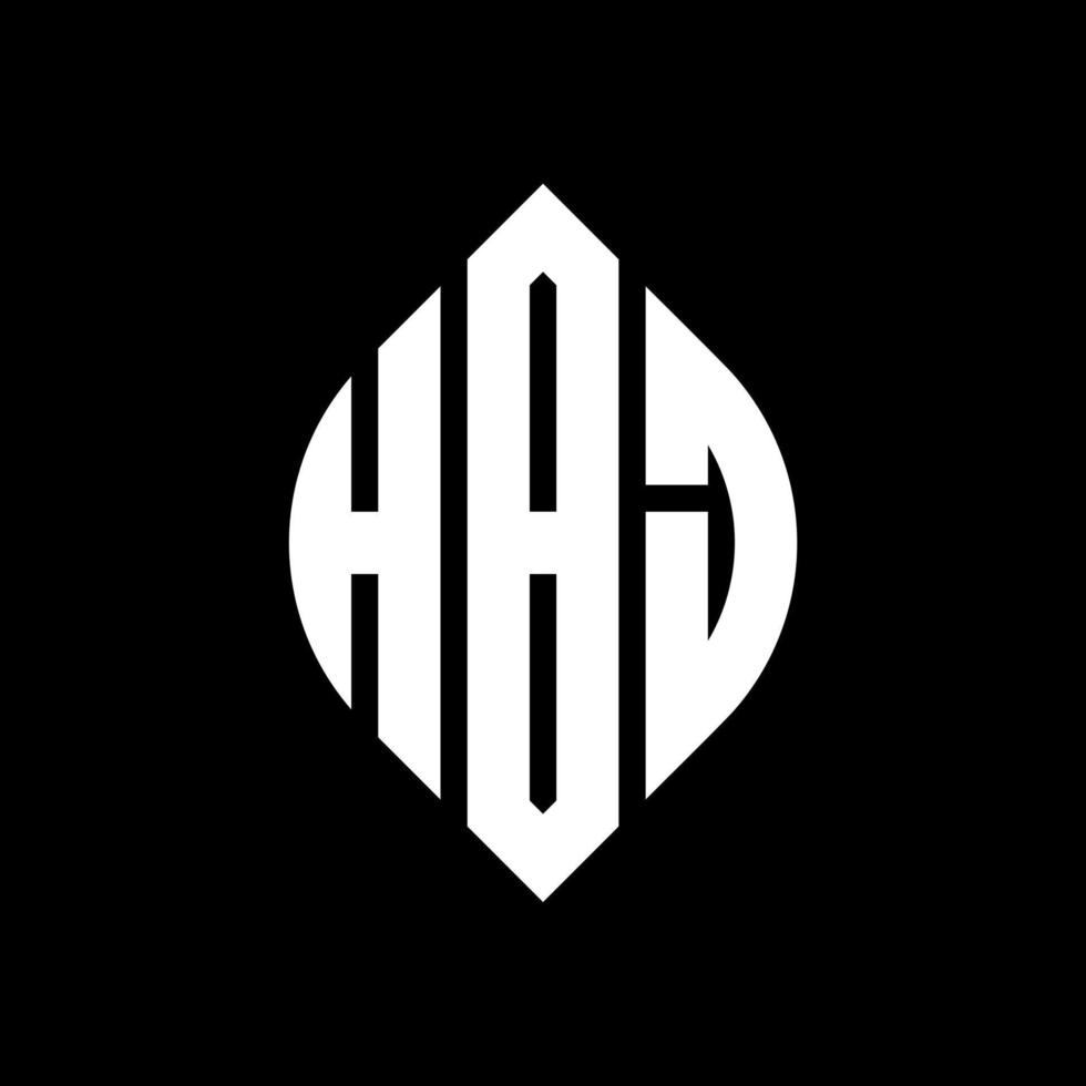 design del logo della lettera del cerchio hbj con forma circolare ed ellittica. lettere di ellisse hbj con stile tipografico. le tre iniziali formano un logo circolare. hbj cerchio emblema astratto monogramma lettera marchio vettore. vettore