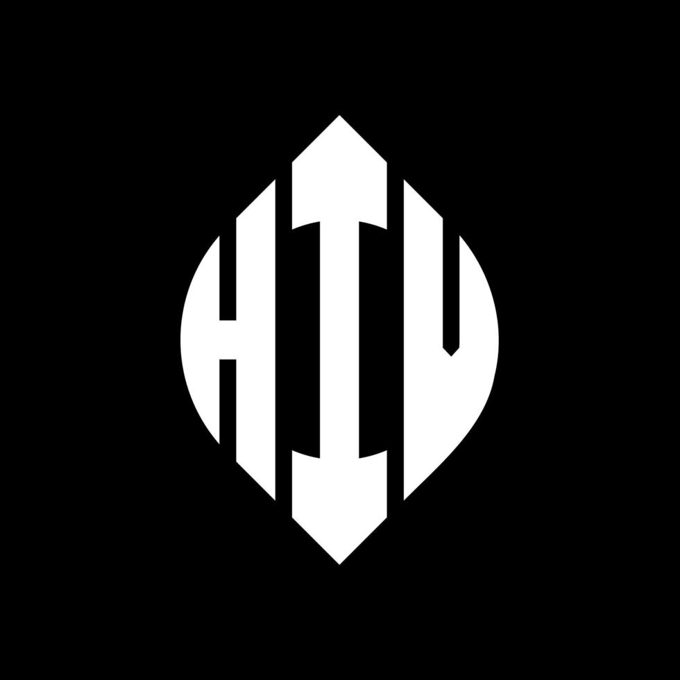 design del logo della lettera del cerchio hiv con forma circolare ed ellittica. lettere ellittiche hiv con stile tipografico. le tre iniziali formano un logo circolare. vettore del segno della lettera del monogramma astratto dell'emblema del cerchio dell'hiv.