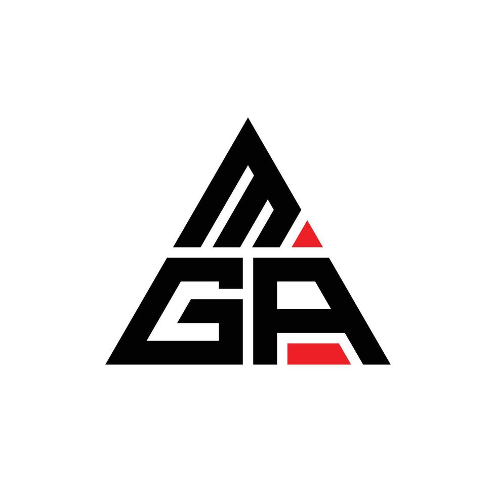 design del logo della lettera triangolare mga con forma triangolare. MGA triangolo logo design monogramma. modello di logo vettoriale triangolo mga con colore rosso. logo triangolare mga logo semplice, elegante e lussuoso.