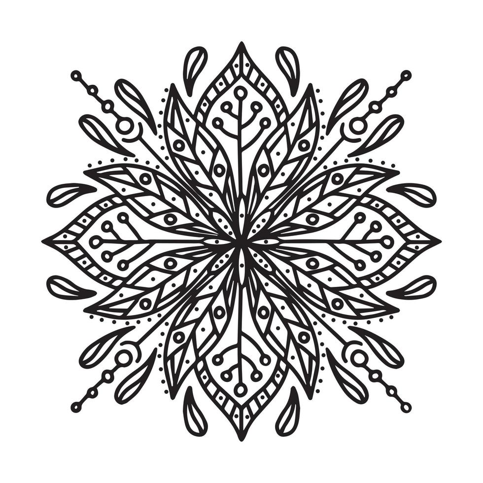 circolare a forma di mandala per henné, mehndi, tatuaggi, gioielli. ornamento decorativo in stile etnico orientale. pagine di libri da colorare. vettore