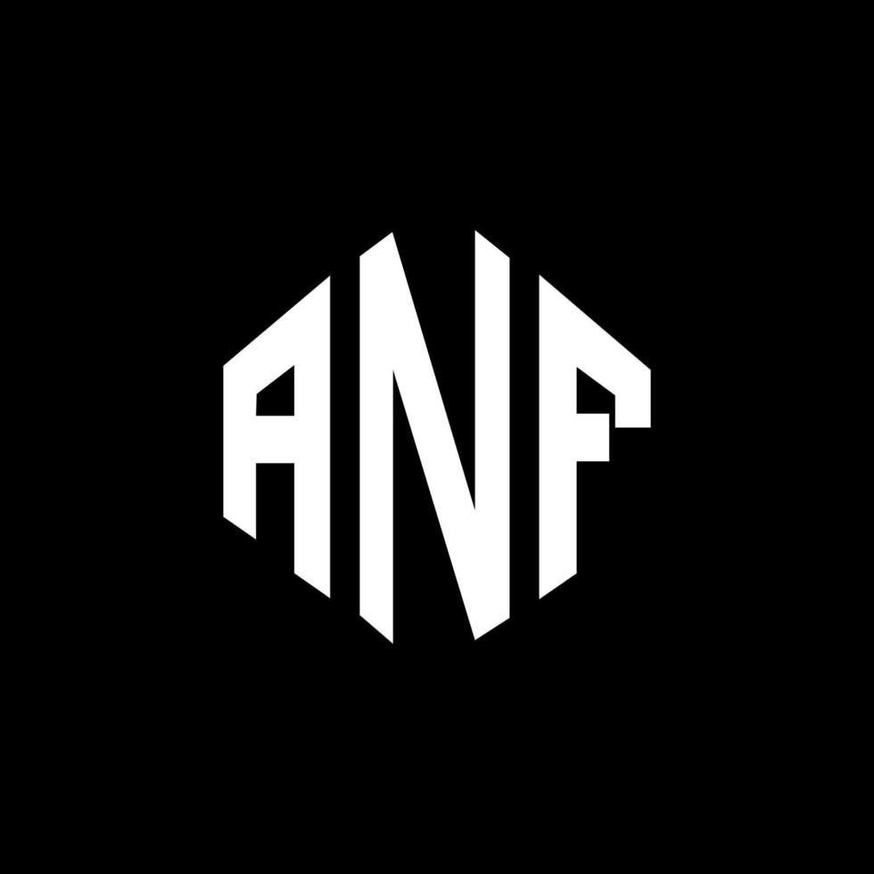 design del logo della lettera anf con forma poligonale. design del logo a forma di poligono e cubo anf. anf esagono modello logo vettoriale colori bianco e nero. monogramma anf, logo aziendale e immobiliare.