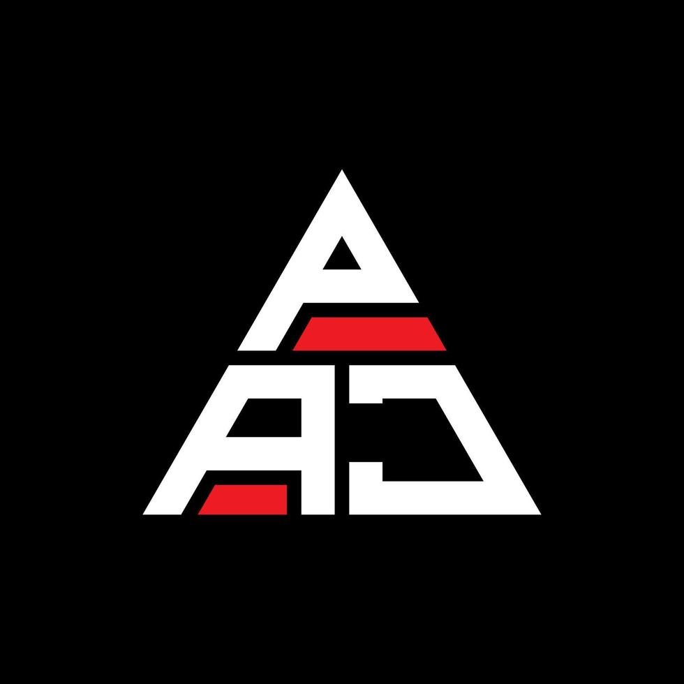 design del logo della lettera triangolo paj con forma triangolare. monogramma di design del logo del triangolo paj. modello di logo vettoriale triangolo paj con colore rosso. paj logo triangolare logo semplice, elegante e lussuoso.