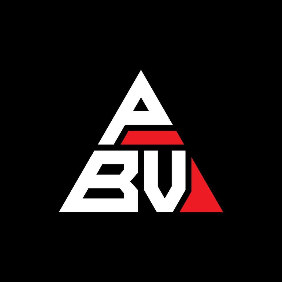 design del logo della lettera triangolare pbv con forma triangolare. monogramma di design del logo del triangolo pbv. modello di logo vettoriale triangolo pbv con colore rosso. logo triangolare pbv logo semplice, elegante e lussuoso.