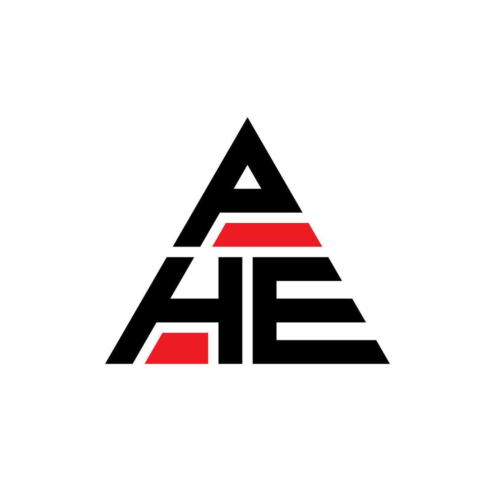 design del logo della lettera triangolare phe con forma triangolare. monogramma di design del logo del triangolo phe. modello di logo vettoriale triangolo phe con colore rosso. logo triangolare phe logo semplice, elegante e lussuoso.