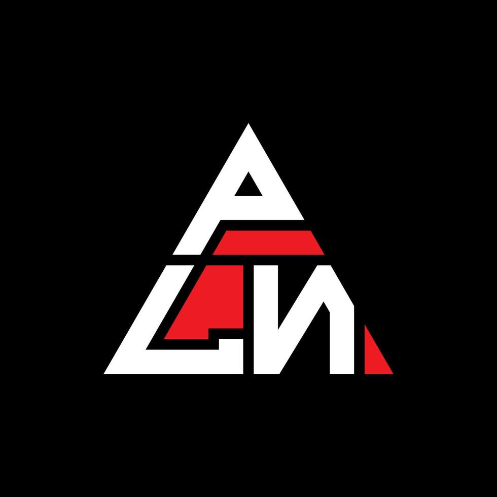 design del logo della lettera triangolare pln con forma triangolare. pln triangolo logo design monogramma. modello di logo vettoriale triangolo pln con colore rosso. pln logo triangolare logo semplice, elegante e lussuoso.