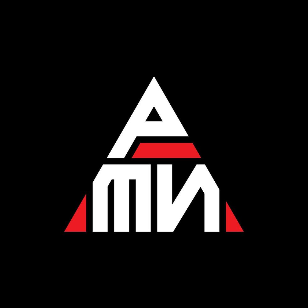 design del logo della lettera triangolare pmn con forma triangolare. monogramma design logo triangolo pmn. modello logo pmn triangolo vettoriale con colore rosso. pmn logo triangolare logo semplice, elegante e lussuoso.