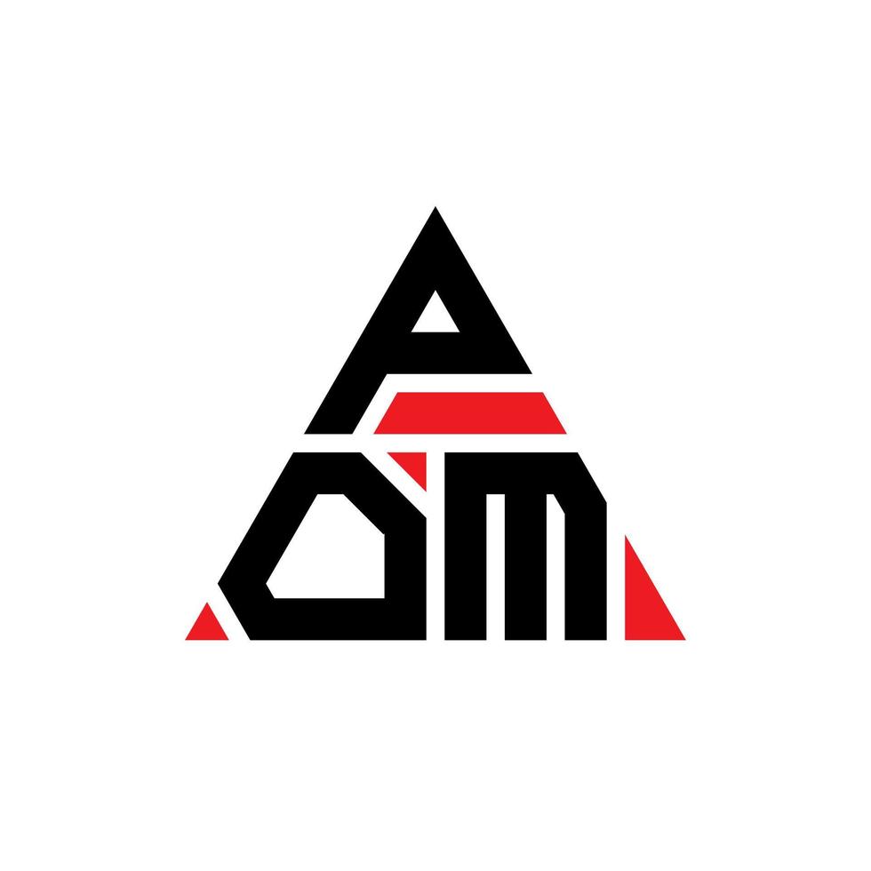 design del logo della lettera del triangolo del pom con forma triangolare. monogramma di design con logo triangolo pom. modello di logo vettoriale triangolo pom con colore rosso. logo triangolare pom logo semplice, elegante e lussuoso.
