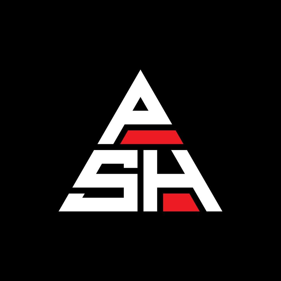 design del logo della lettera del triangolo psh con forma triangolare. monogramma di design del logo del triangolo psh. modello di logo vettoriale triangolo psh con colore rosso. logo triangolare psh logo semplice, elegante e lussuoso.