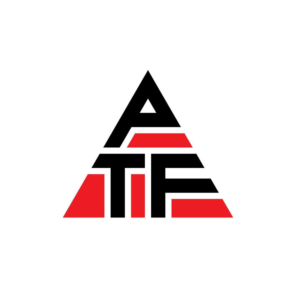 design del logo della lettera triangolare ptf con forma triangolare. monogramma di design con logo triangolo ptf. modello di logo vettoriale triangolo ptf con colore rosso. logo triangolare ptf logo semplice, elegante e lussuoso.