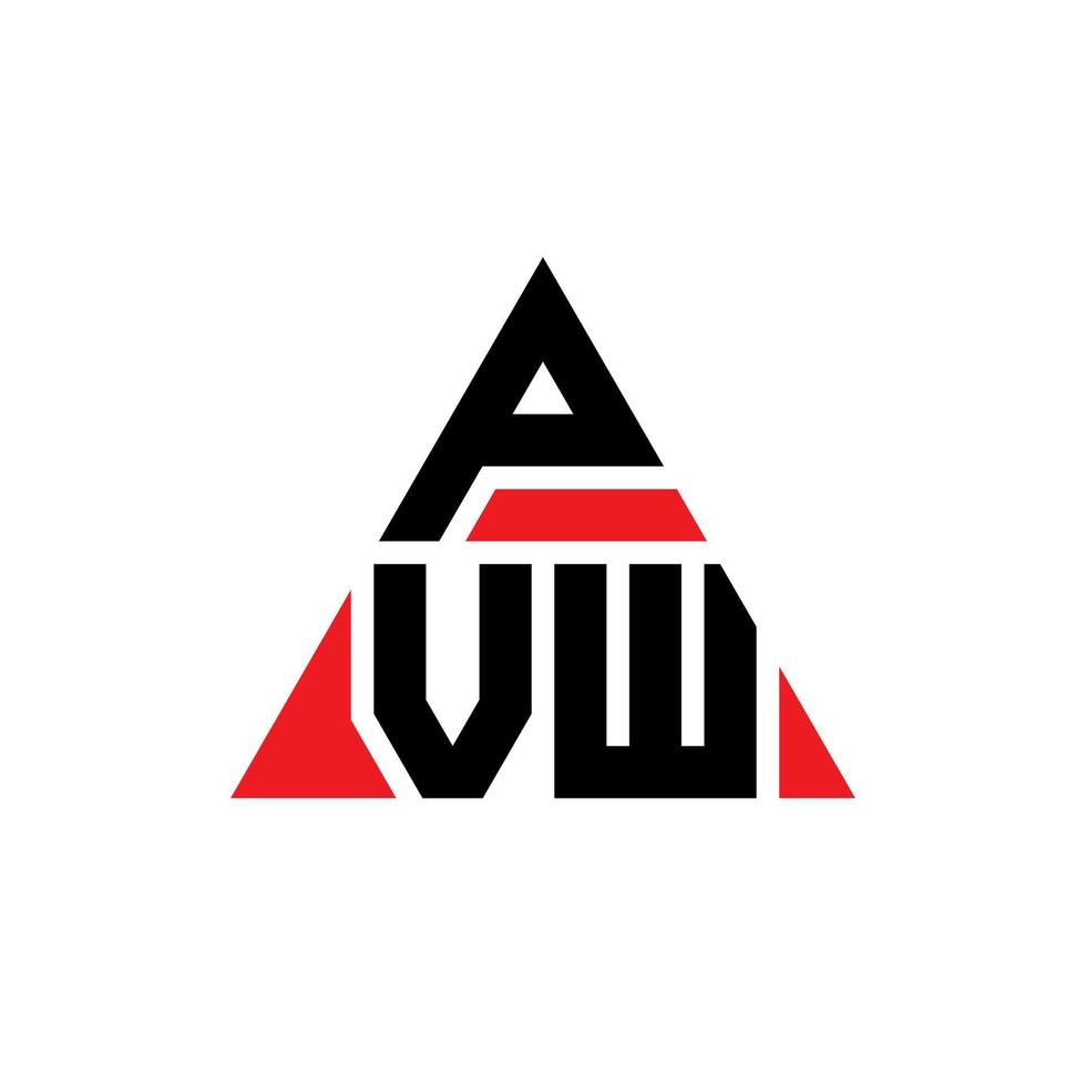 design del logo della lettera triangolare pvw con forma triangolare. monogramma di design del logo del triangolo pvw. modello di logo vettoriale triangolo pvw con colore rosso. pvw logo triangolare logo semplice, elegante e lussuoso.