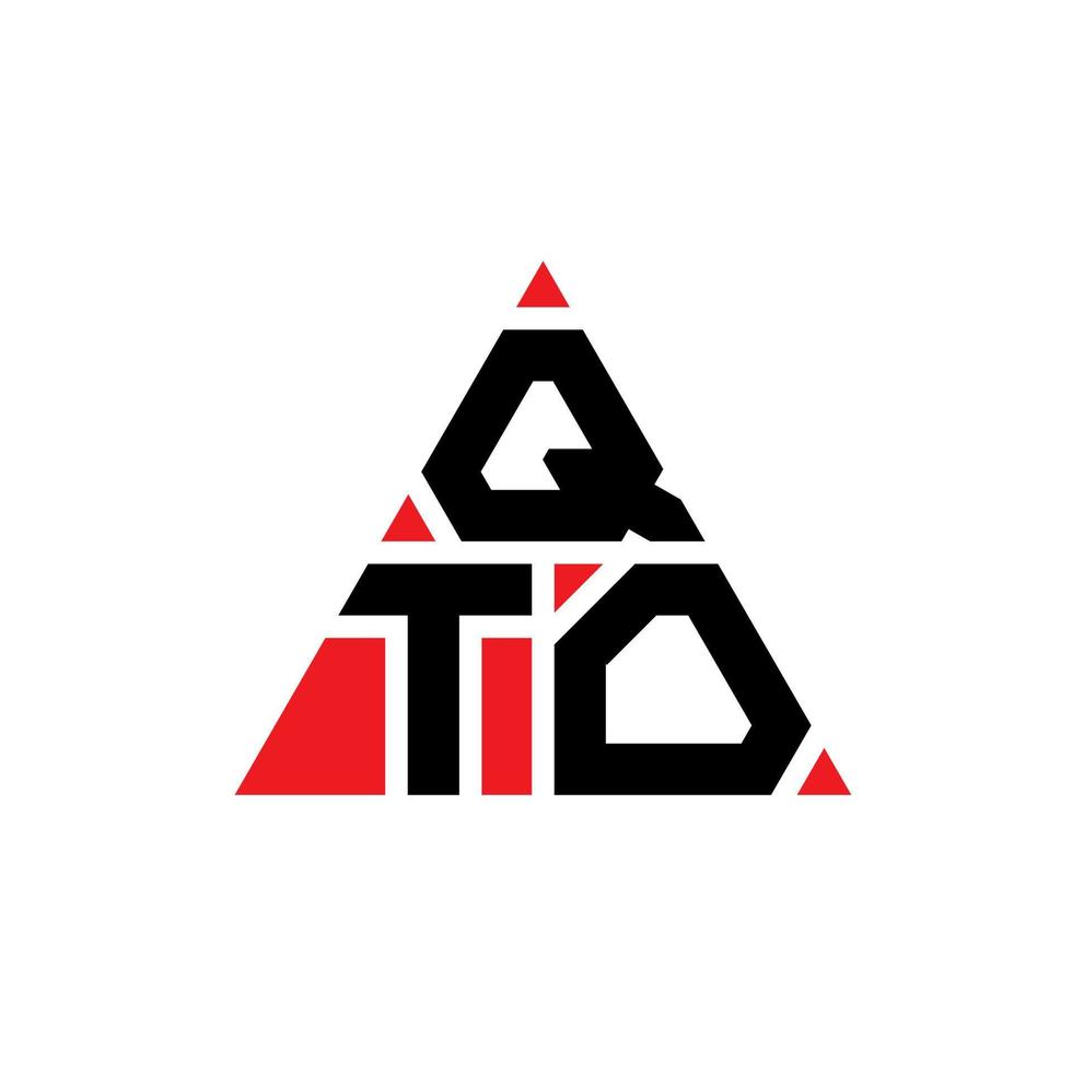 design del logo della lettera triangolare qto con forma triangolare. qto triangolo logo design monogramma. modello di logo vettoriale triangolo qto con colore rosso. qto logo triangolare logo semplice, elegante e lussuoso.