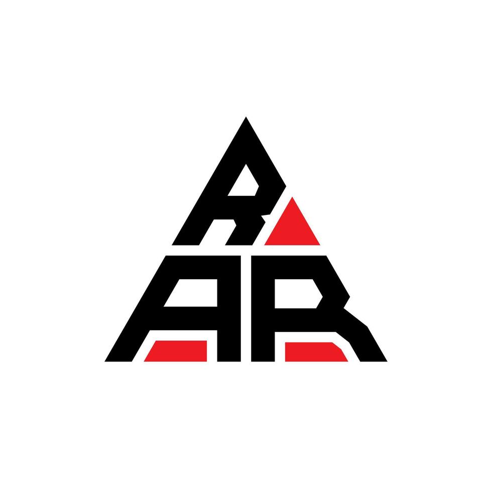 design del logo della lettera del triangolo rar con forma triangolare. monogramma di design con logo triangolo rar. modello di logo vettoriale triangolo rar con colore rosso. logo triangolare rar logo semplice, elegante e lussuoso.