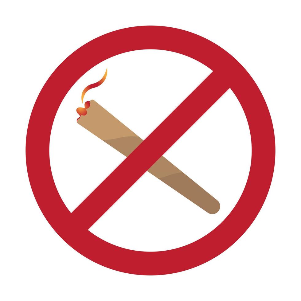 icona del colore del vettore del segno di divieto di fumo di marijuana o cannabis non fumatori