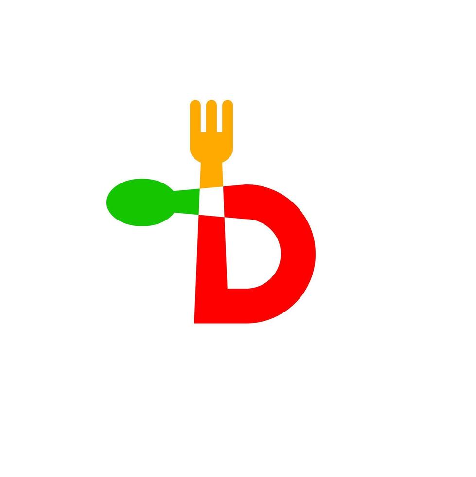 lettera d con cucchiaio e forchetta logo icona modello di disegno vettoriale