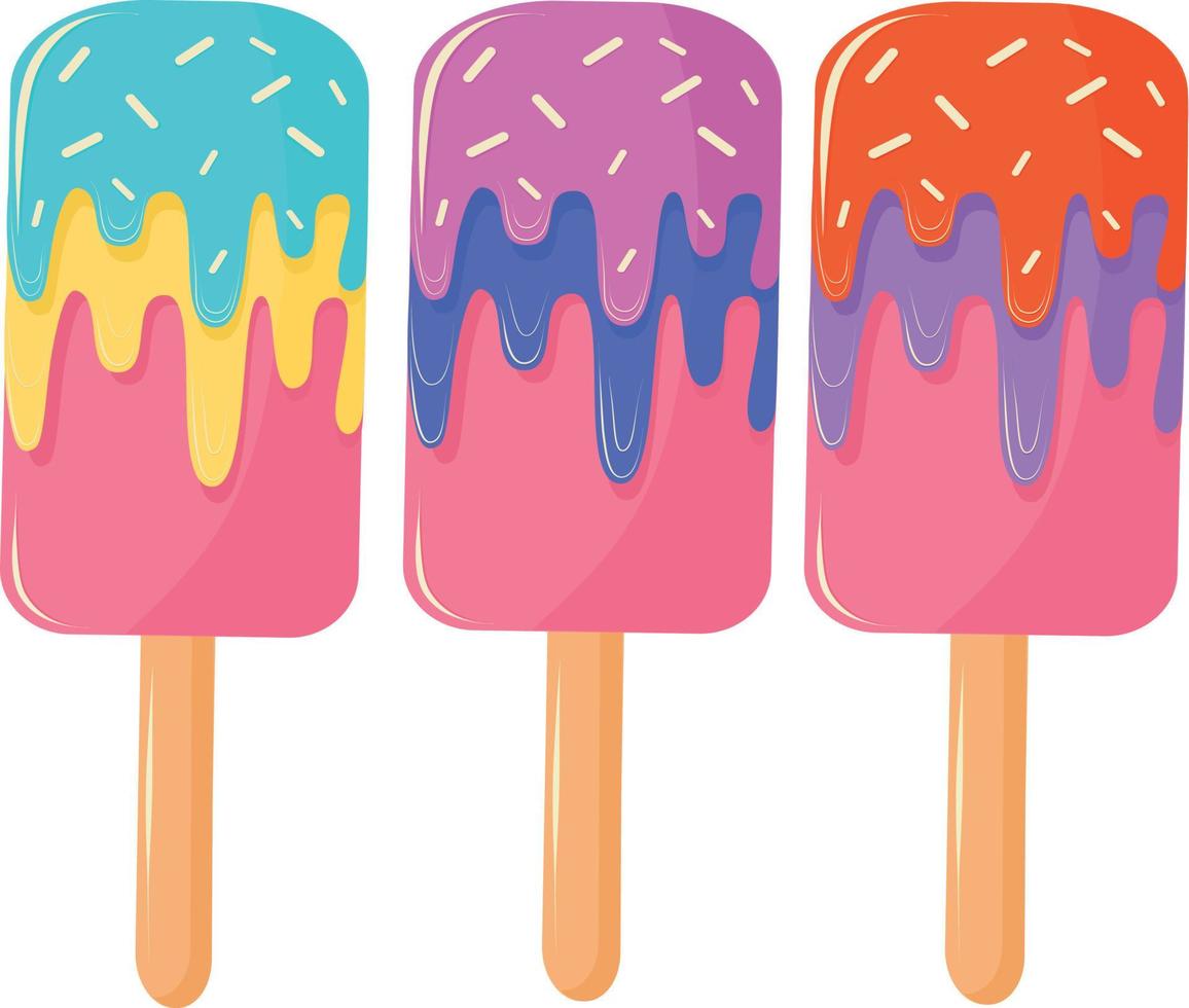 illustrazione luminosa - tre deliziosi gelati vettore
