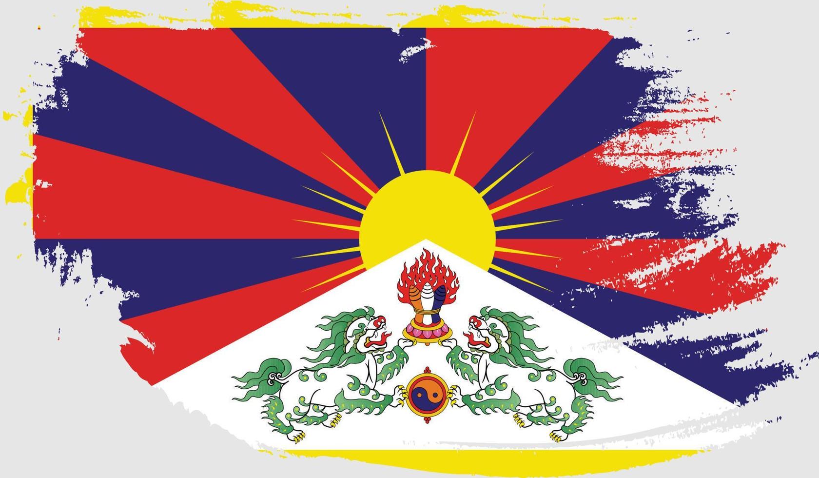 bandiera del tibet con texture grunge vettore