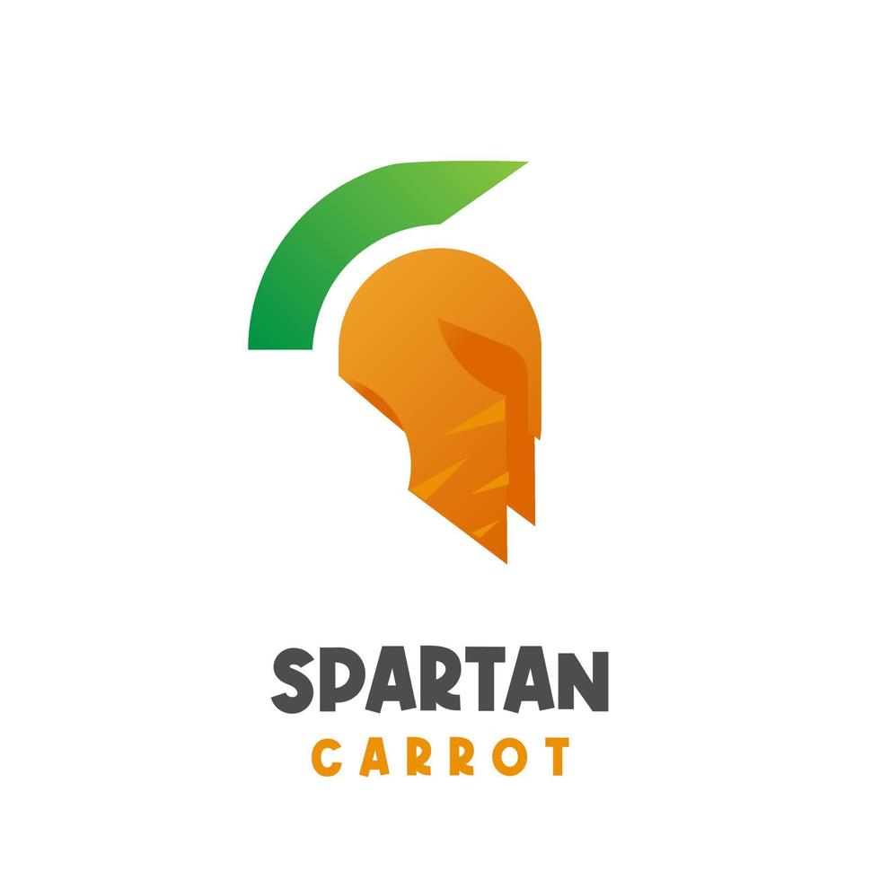 logo dell'illustrazione del casco spartano della carota naturale vettore