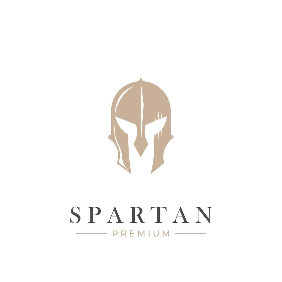 elegante logo dell'illustrazione del casco protettivo spartano vettore