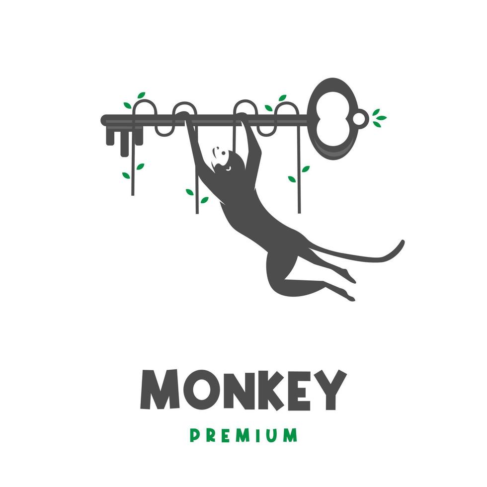 logo dell'illustrazione della scimmia che appende nella chiave astratta della natura vettore