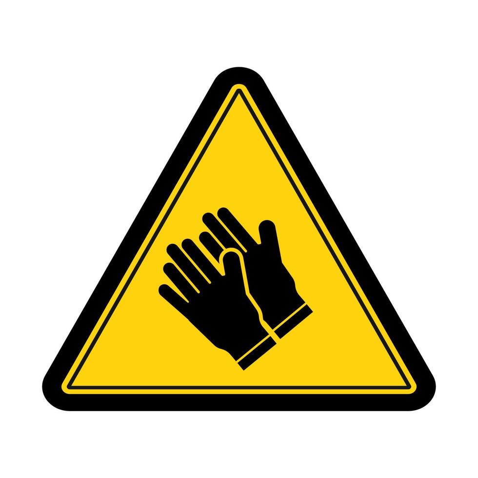 simbolo di avvertenza guanto protettivo e simbolo grafico illustrazione vettoriale