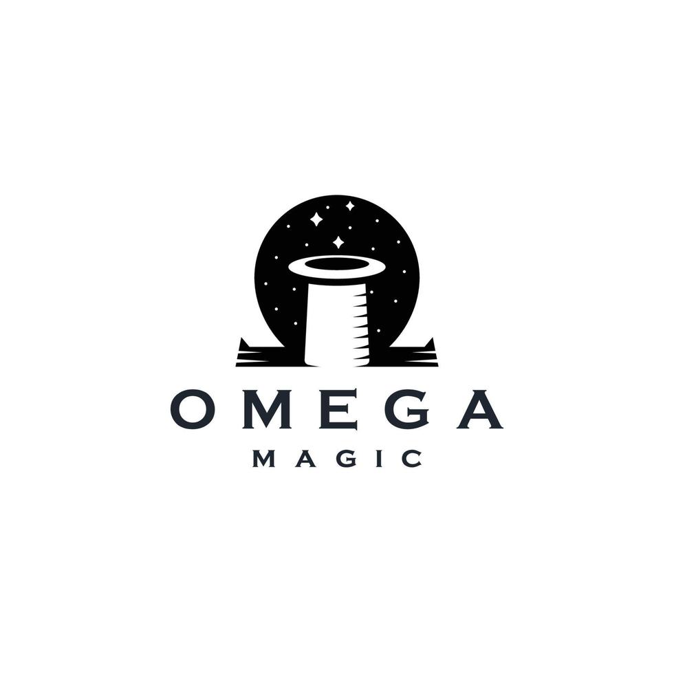 illustrazione vettoriale piatta del modello di progettazione dell'icona del logo magico omega