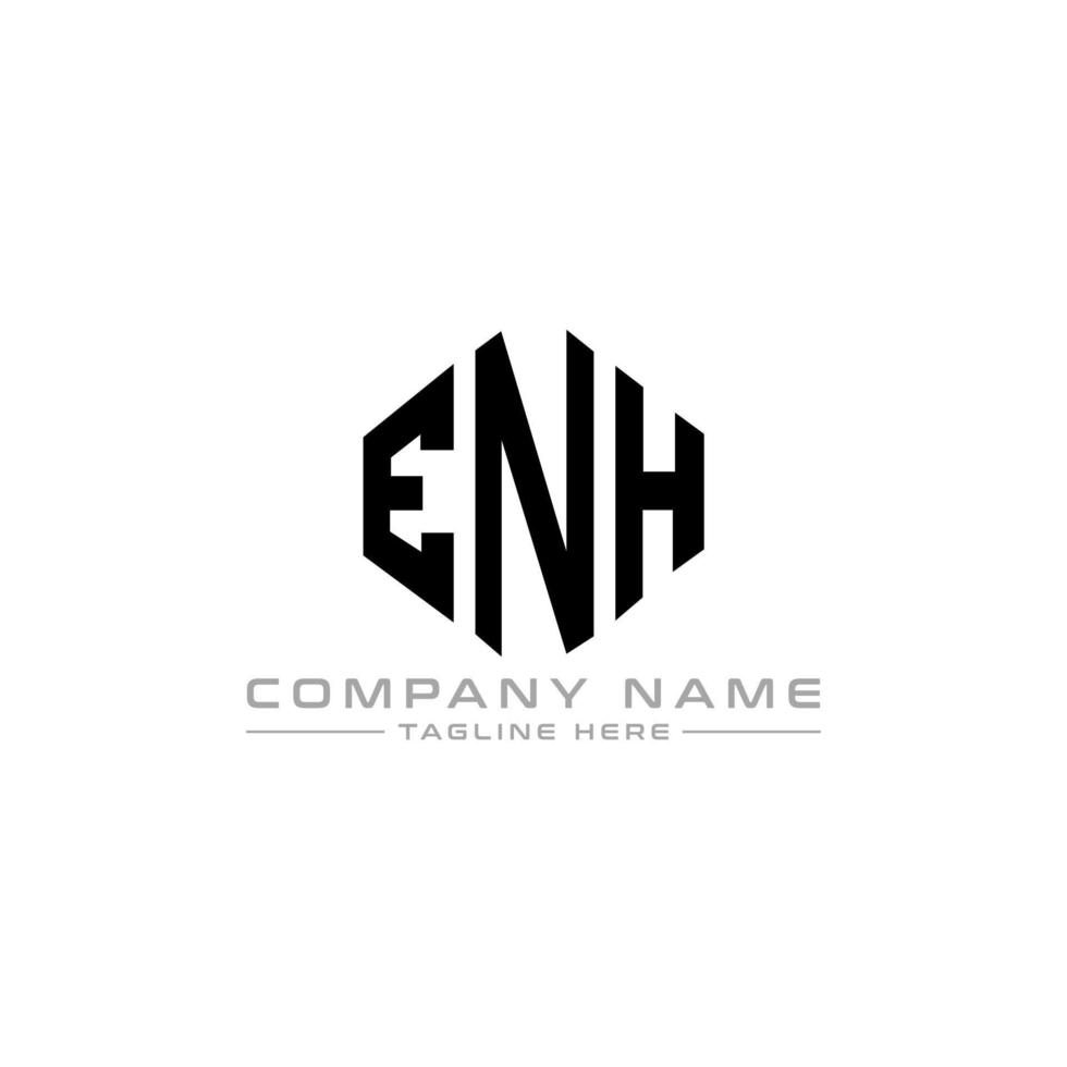 design del logo della lettera enh con forma poligonale. design del logo a forma di poligono e cubo enh. enh esagono logo modello vettoriale colori bianco e nero. monogramma enh, logo aziendale e immobiliare.