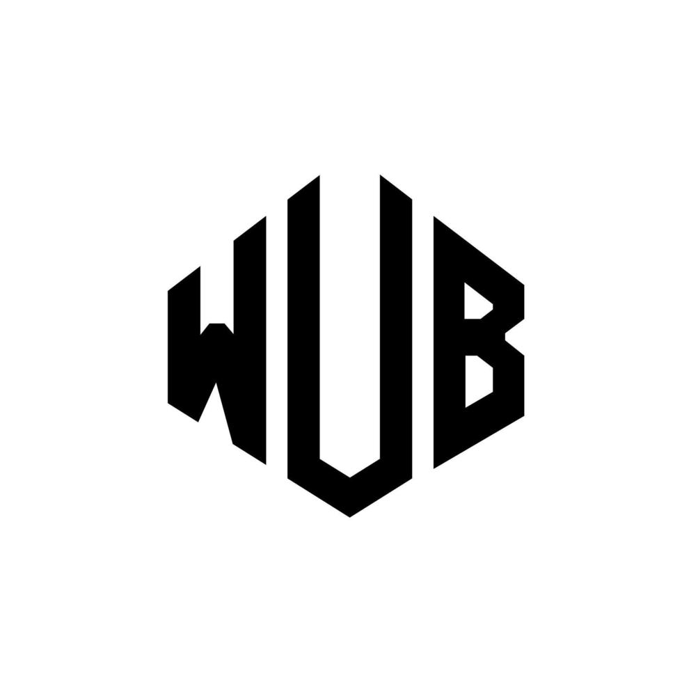 logo della lettera wub con forma poligonale. wub poligono e design del logo a forma di cubo. wub esagonale modello logo vettoriale colori bianco e nero. monogramma wub, logo aziendale e immobiliare.