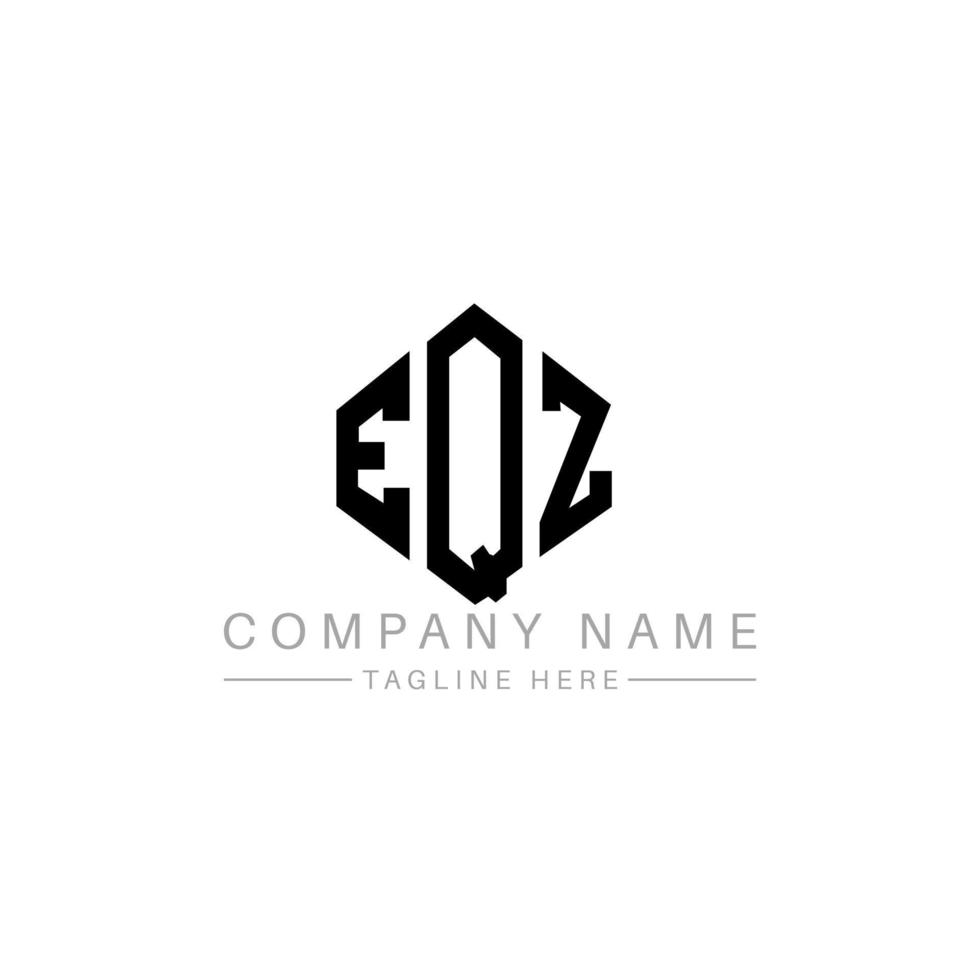 design del logo della lettera eqz con forma poligonale. eqz poligono e design del logo a forma di cubo. eqz modello di logo vettoriale esagonale colori bianco e nero. monogramma eqz, logo aziendale e immobiliare.