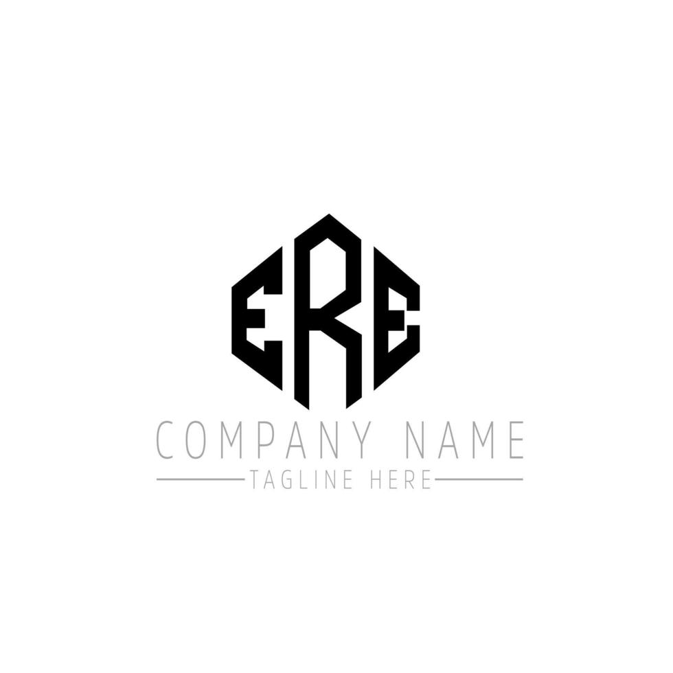 ere lettera logo design con forma poligonale. ere poligono e design del logo a forma di cubo. ere esagono modello logo vettoriale colori bianco e nero. ere monogramma, logo aziendale e immobiliare.