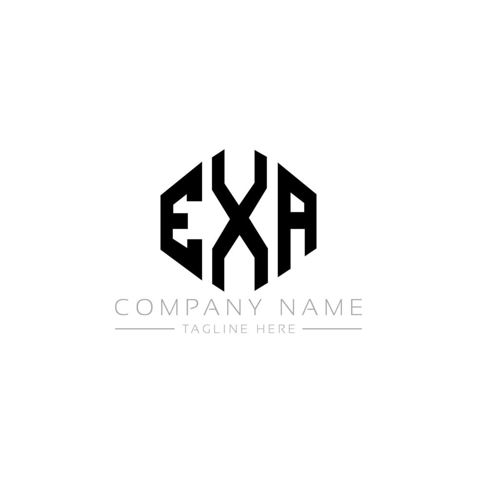 design del logo della lettera exa con forma poligonale. design del logo a forma di poligono e cubo exa. exa esagono modello logo vettoriale colori bianco e nero. exa monogramma, logo aziendale e immobiliare.