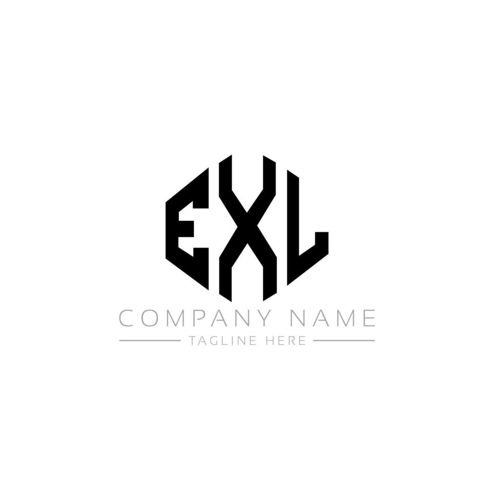 design del logo della lettera exl con forma poligonale. exl poligono e design del logo a forma di cubo. exl modello di logo vettoriale esagonale colori bianco e nero. monogramma exl, logo aziendale e immobiliare.