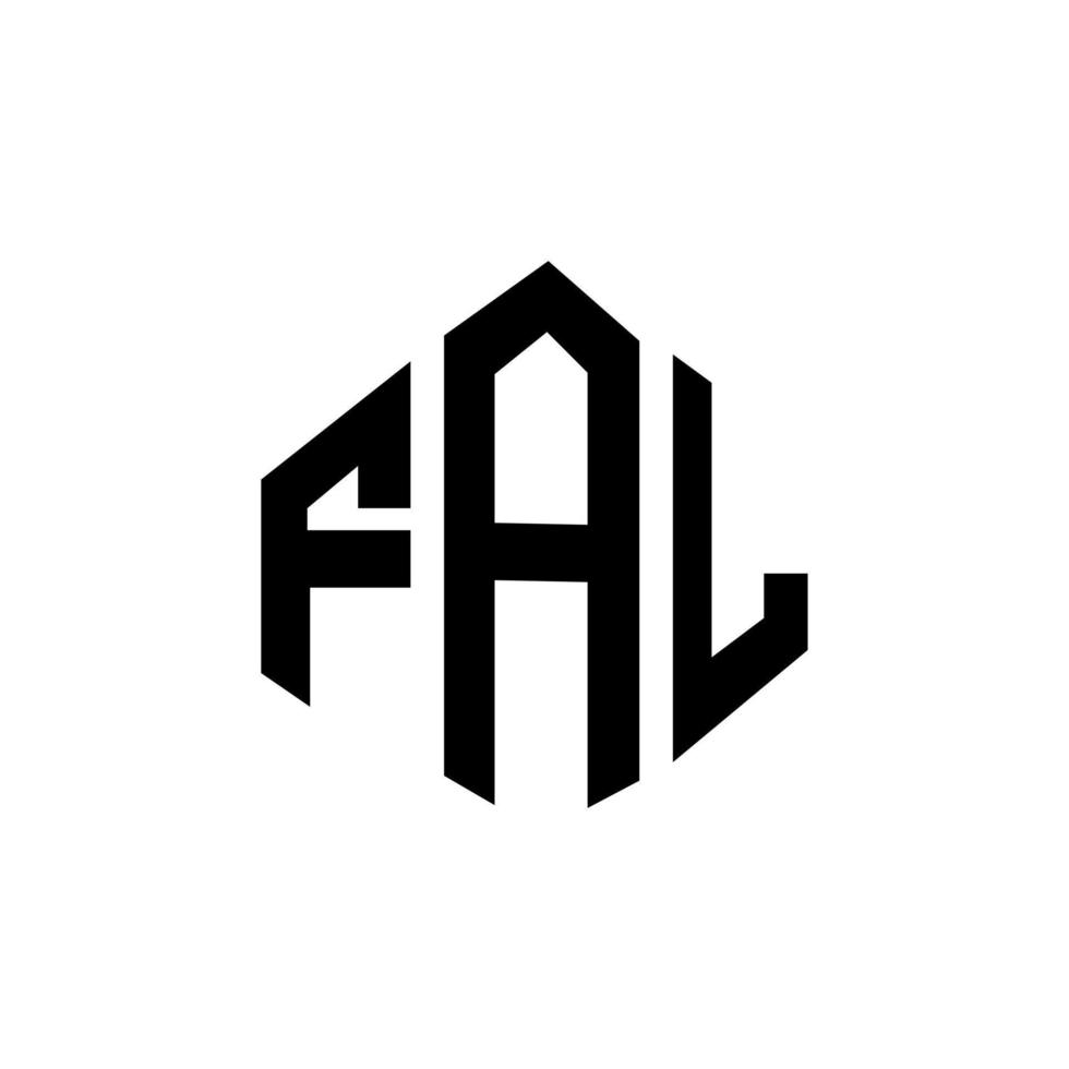 design del logo della lettera fal con forma poligonale. fal poligono e design del logo a forma di cubo. colori bianco e nero del modello di logo di vettore di esagono di fal. monogramma fal, logo aziendale e immobiliare.