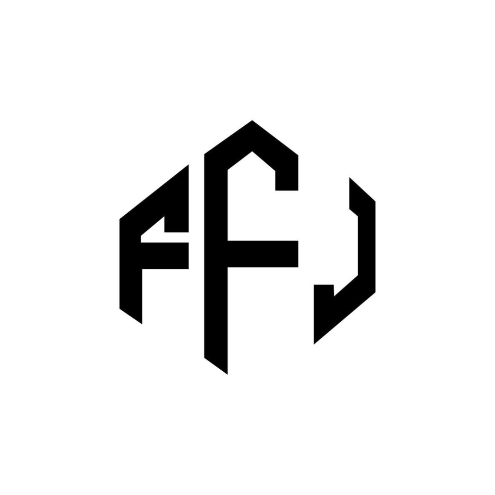 design del logo della lettera ffj con forma poligonale. ffj poligono e design del logo a forma di cubo. ffj modello di logo vettoriale esagonale colori bianco e nero. monogramma ffj, logo aziendale e immobiliare.