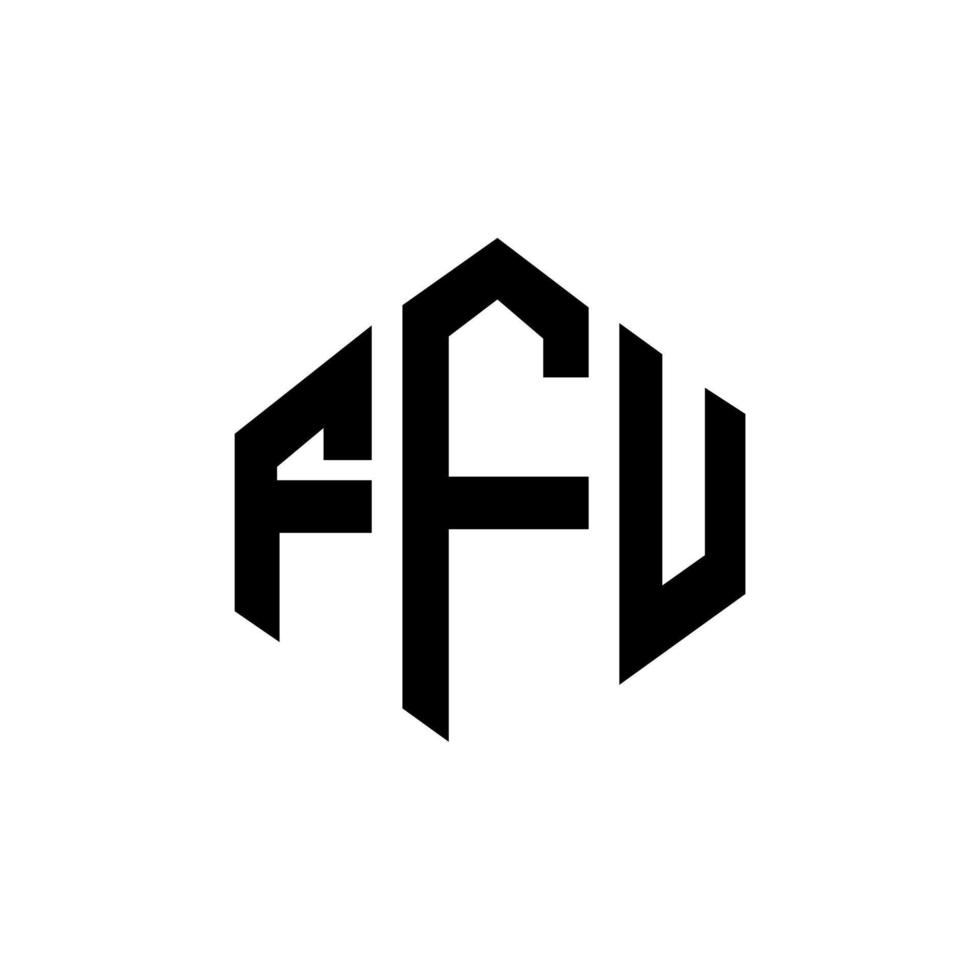 design del logo della lettera ffu con forma poligonale. design del logo a forma di poligono e cubo ffu. colori bianco e nero del modello di logo di vettore di esagono ffu. monogramma ffu, logo aziendale e immobiliare.