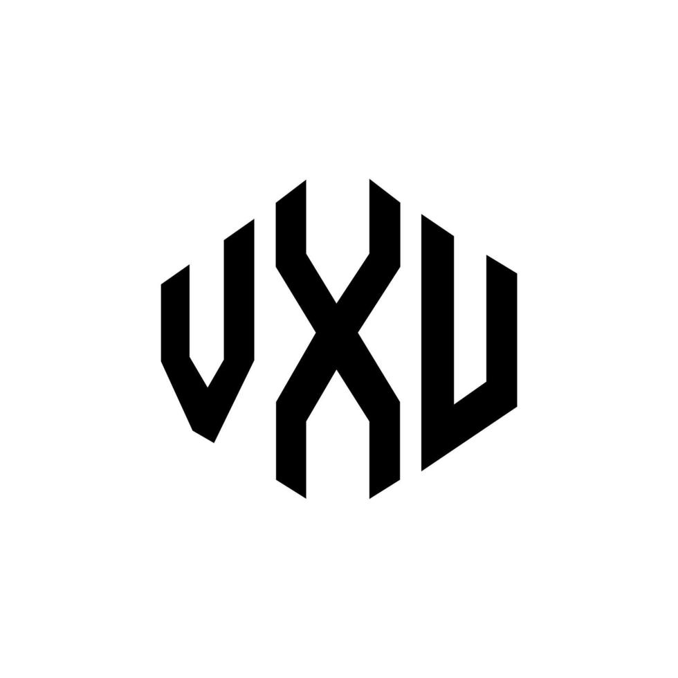 design del logo della lettera vxu con forma poligonale. vxu poligono e design del logo a forma di cubo. vxu modello di logo vettoriale esagonale colori bianco e nero. monogramma vxu, logo aziendale e immobiliare.