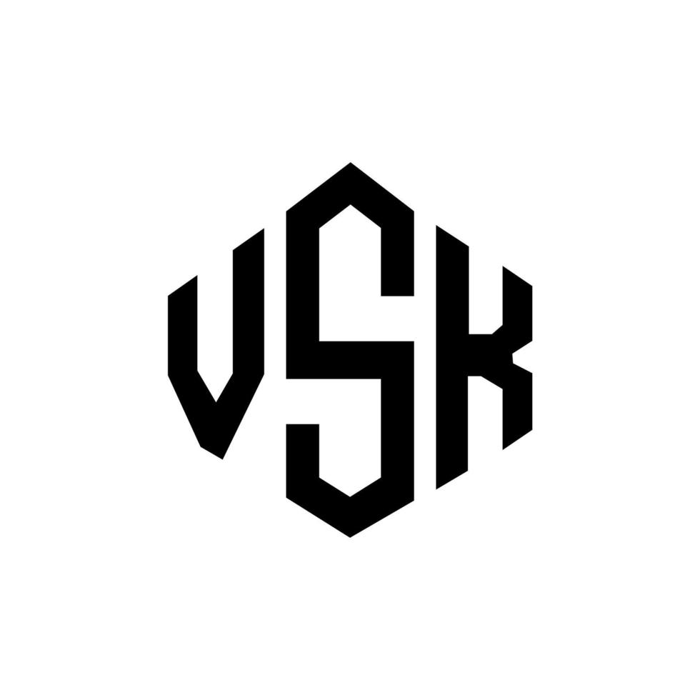 design del logo della lettera vsk con forma poligonale. design del logo a forma di poligono e cubo vsk. vsk esagono vettore logo modello colori bianco e nero. monogramma vsk, logo aziendale e immobiliare.