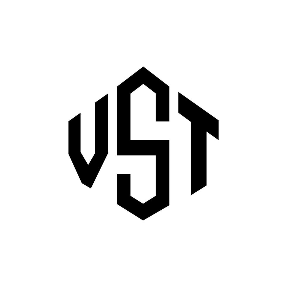 design del logo della lettera vst con forma poligonale. vst poligono e design del logo a forma di cubo. vst modello di logo vettoriale esagonale colori bianco e nero. vst monogramma, logo aziendale e immobiliare.