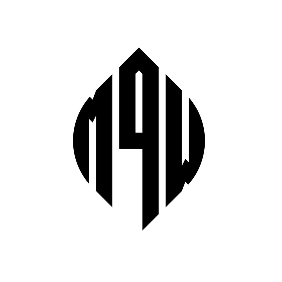 design del logo della lettera circolare mqw con forma circolare ed ellittica. lettere ellittiche mqw con stile tipografico. le tre iniziali formano un logo circolare. mqw cerchio emblema astratto monogramma lettera marchio vettore. vettore