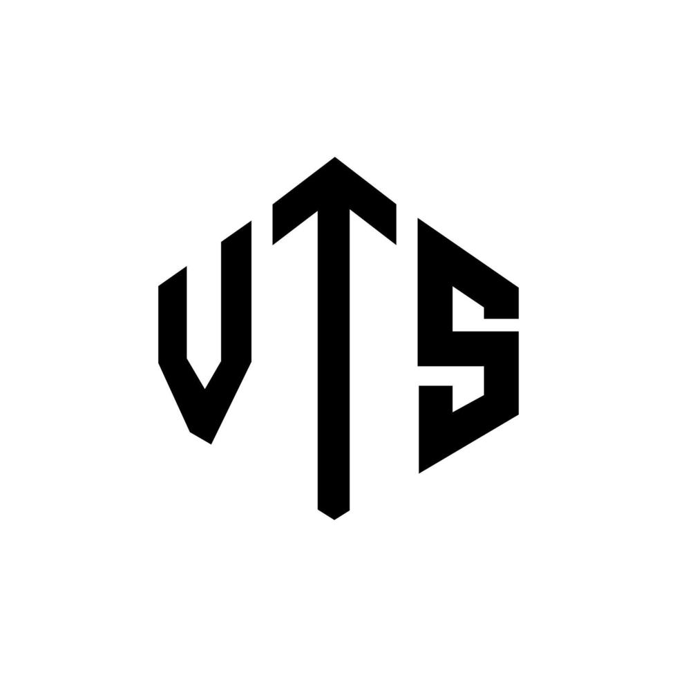 design del logo della lettera vts con forma poligonale. vts poligono e design del logo a forma di cubo. vts modello di logo vettoriale esagonale colori bianco e nero. monogramma vts, logo aziendale e immobiliare.