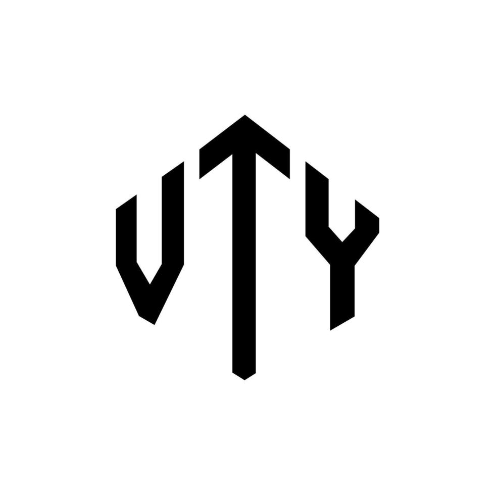 design del logo della lettera vty con forma poligonale. vty poligono e design del logo a forma di cubo. modello di logo vettoriale esagonale vty colori bianco e nero. monogramma vty, logo aziendale e immobiliare.