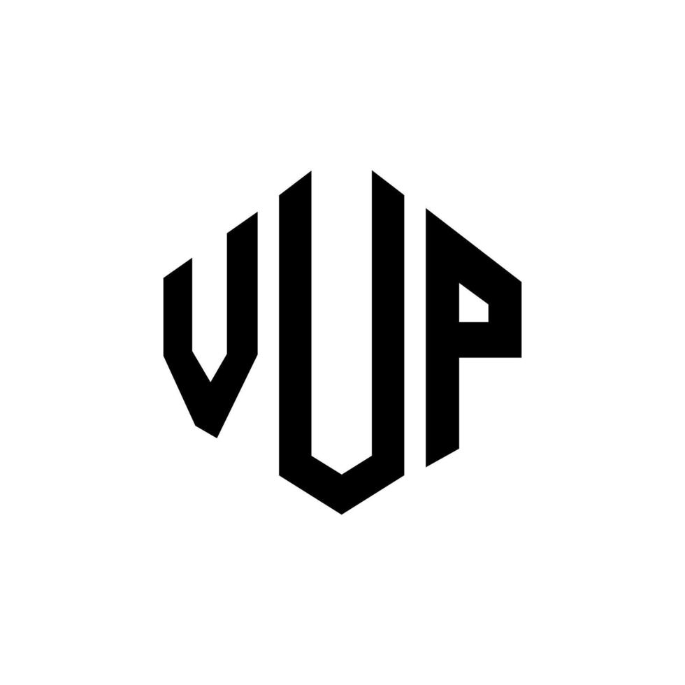 design del logo della lettera vup con forma poligonale. vup poligono e design del logo a forma di cubo. vup esagono logo modello vettoriale colori bianco e nero. monogramma vup, logo aziendale e immobiliare.