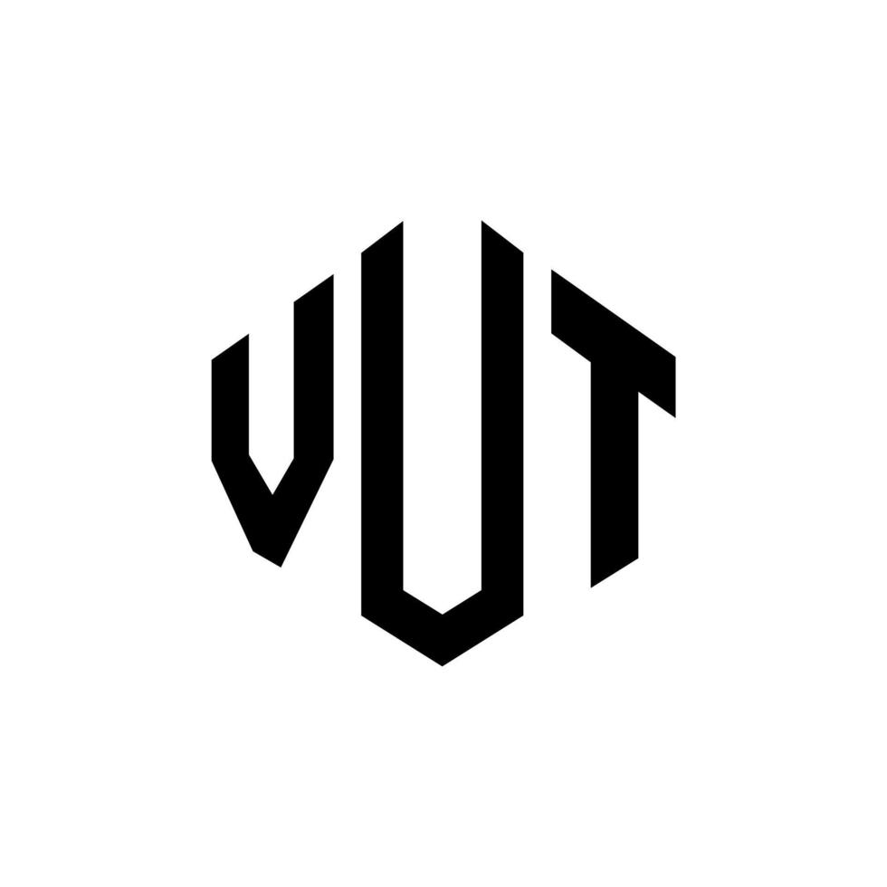design del logo della lettera vut con forma poligonale. vut poligono e design del logo a forma di cubo. vut esagonale modello logo vettoriale colori bianco e nero. monogramma vut, logo aziendale e immobiliare.