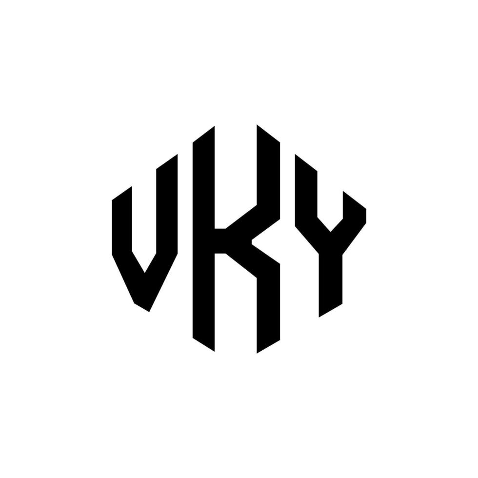 design del logo della lettera vky con forma poligonale. vky poligono e design del logo a forma di cubo. vky modello di logo vettoriale esagonale colori bianco e nero. monogramma vky, logo aziendale e immobiliare.