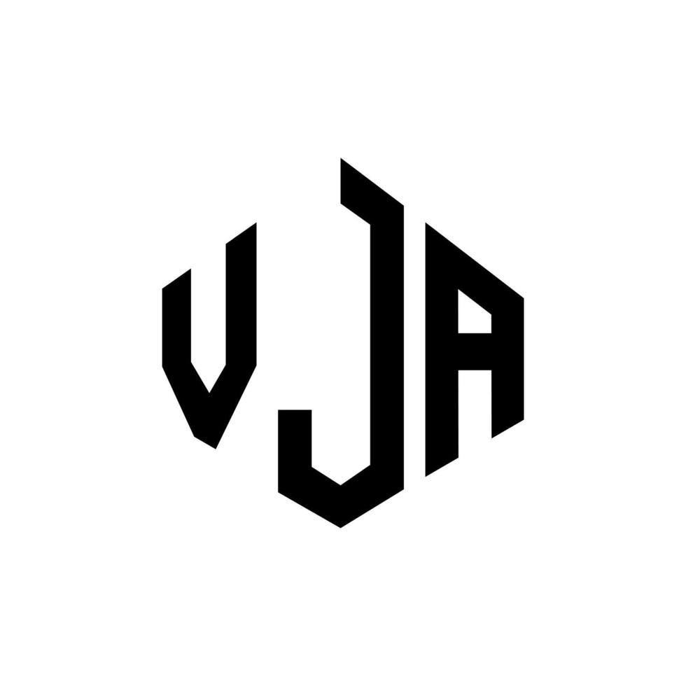 design del logo della lettera vja con forma poligonale. design del logo a forma di poligono e cubo vja. vja modello di logo vettoriale esagonale colori bianco e nero. monogramma vja, logo aziendale e immobiliare.
