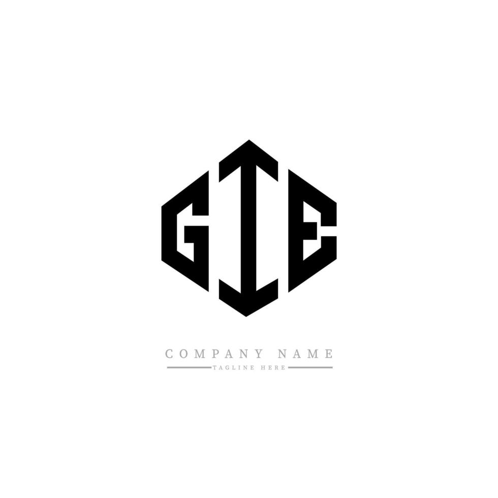 gie lettera logo design con forma poligonale. gie poligono e design del logo a forma di cubo. gie esagonale modello logo vettoriale colori bianco e nero. gie monogramma, logo aziendale e immobiliare.