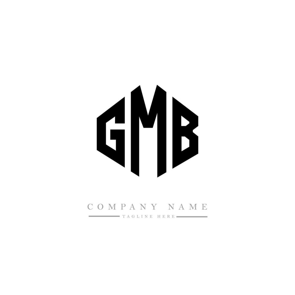 design del logo della lettera gmb con forma poligonale. gmb poligono e design del logo a forma di cubo. gmb esagonale modello logo vettoriale colori bianco e nero. monogramma gmb, logo aziendale e immobiliare.