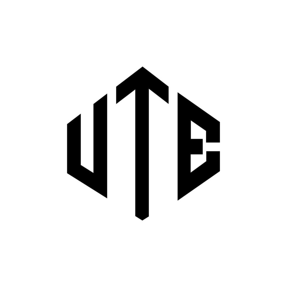 design del logo della lettera ute con forma poligonale. design del logo a forma di poligono e cubo. modello di logo vettoriale esagonale ute colori bianco e nero. monogramma ute, logo aziendale e immobiliare.