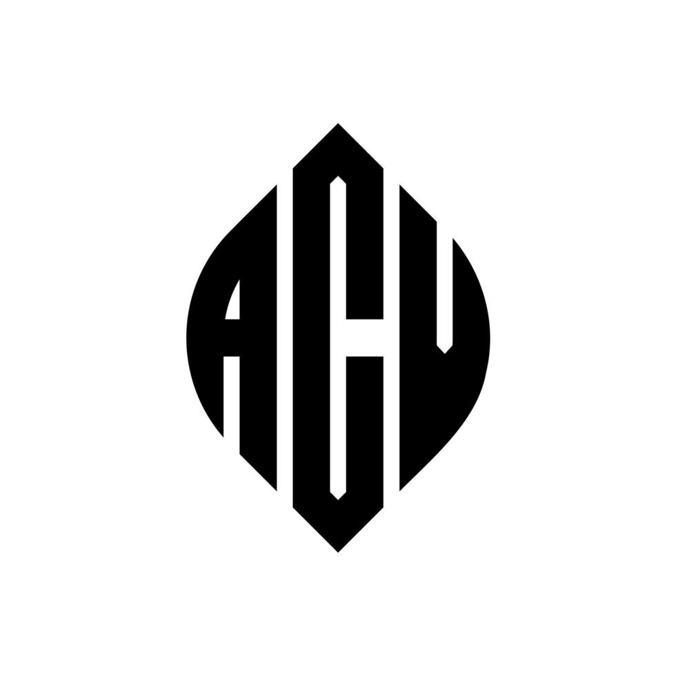 design del logo della lettera del cerchio acv con forma circolare ed ellittica. acv lettere ellittiche con stile tipografico. le tre iniziali formano un logo circolare. acv cerchio emblema astratto monogramma lettera marchio vettore. vettore