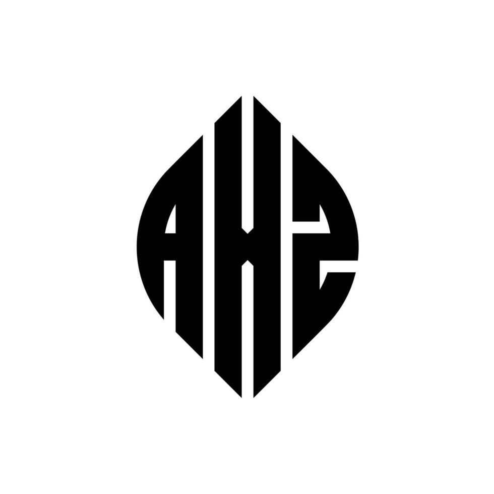 design del logo della lettera del cerchio axz con forma circolare ed ellittica. axz lettere ellittiche con stile tipografico. le tre iniziali formano un logo circolare. axz cerchio emblema astratto monogramma lettera marchio vettore. vettore