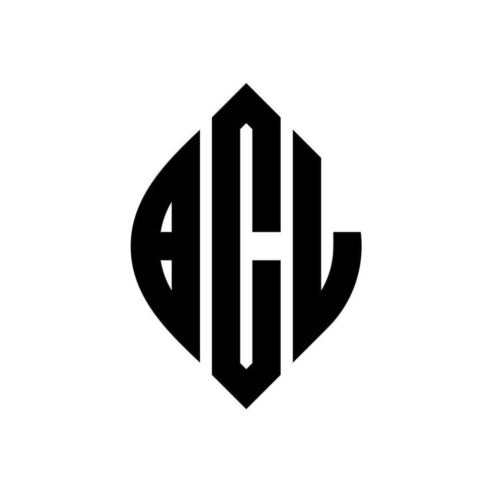 design del logo della lettera del cerchio bcl con forma circolare ed ellittica. bcl lettere ellittiche con stile tipografico. le tre iniziali formano un logo circolare. bcl cerchio emblema astratto monogramma lettera marchio vettore. vettore
